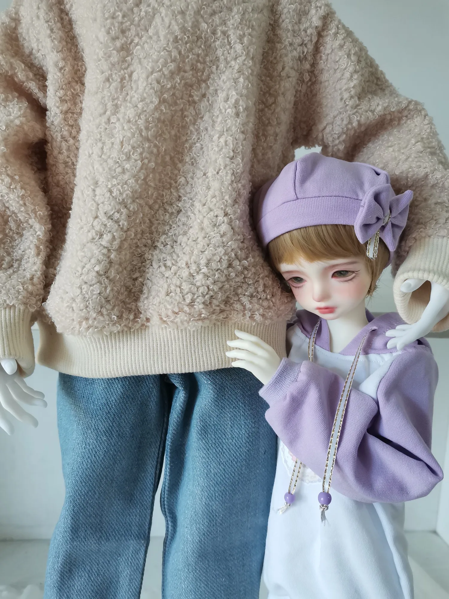 D04-A103 children handmade toy ID75 POPO68 Doll BJD/SD doll Accessories Lamb down threaded winter sweatshirt 1pcs