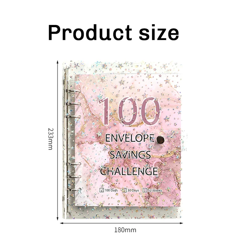 สมุดบันทึกการออมเงินแบบซองจดหมาย NEW-100 สำหรับออมเงิน 5050 ด้วยซองใส่เงินสดสำหรับการวางแผนงบประมาณ