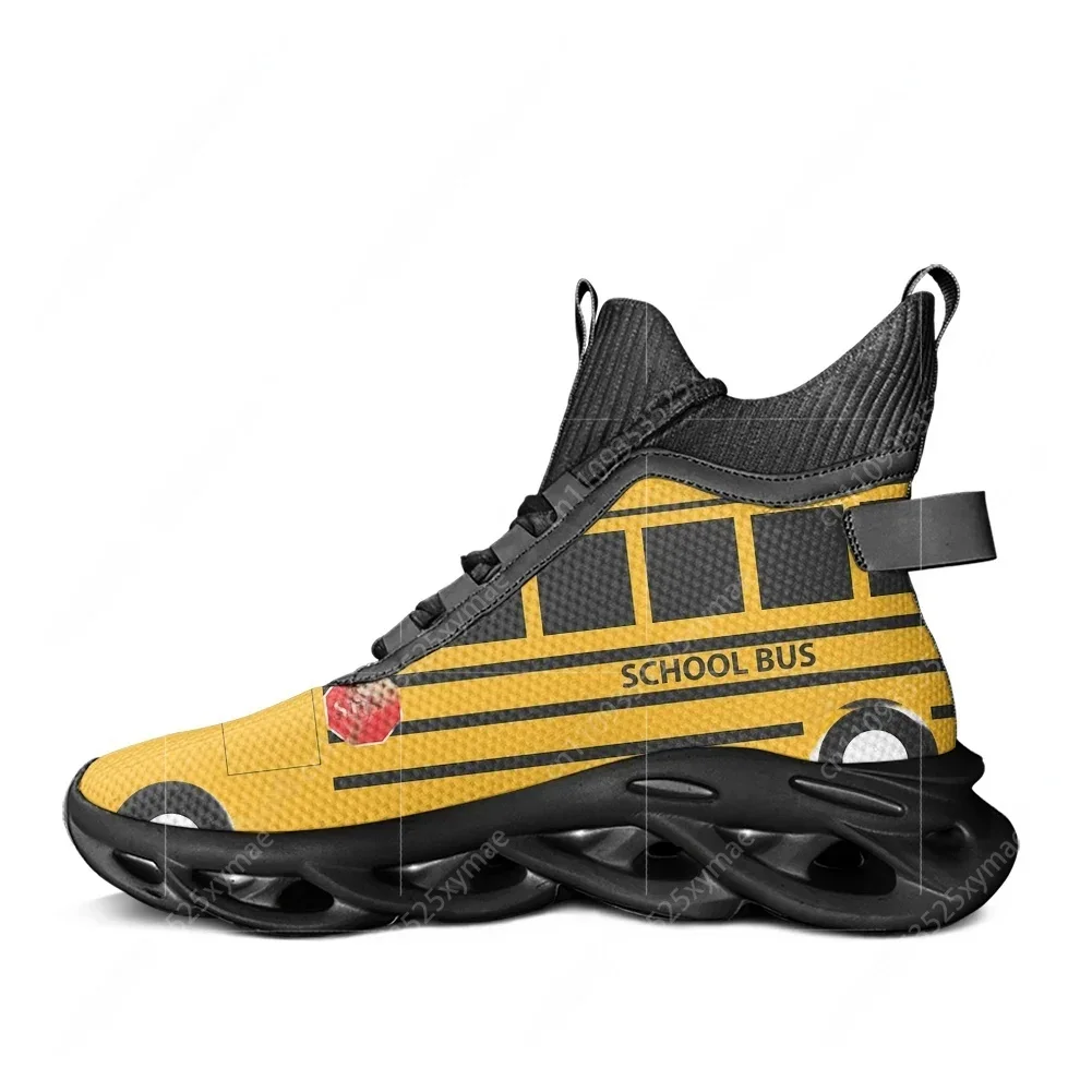 

Yellow School Bus Printed High Top Flats Sneakers Mens Womens Hiking Sneakers Travel Shoes Running Casual Custom shoes