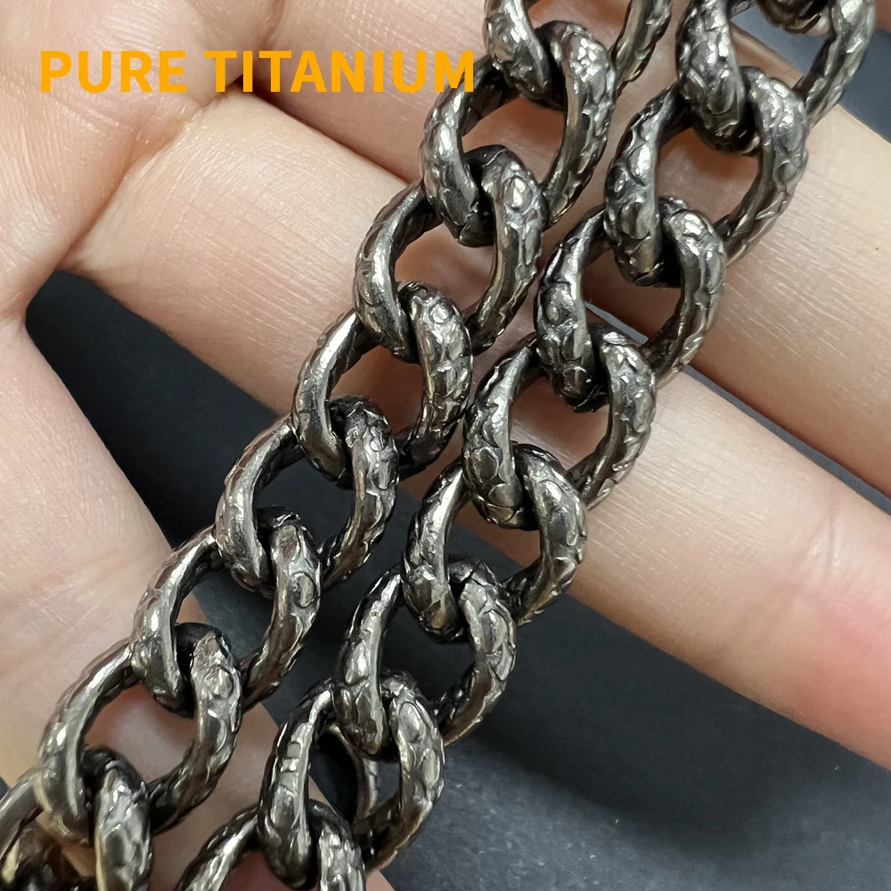 Utra Light Pure Titanium Curb Chains for DIY Necklace Bracelets Retro 8MM Dragon Scales Pattern Carving NO Allergic Man Chains