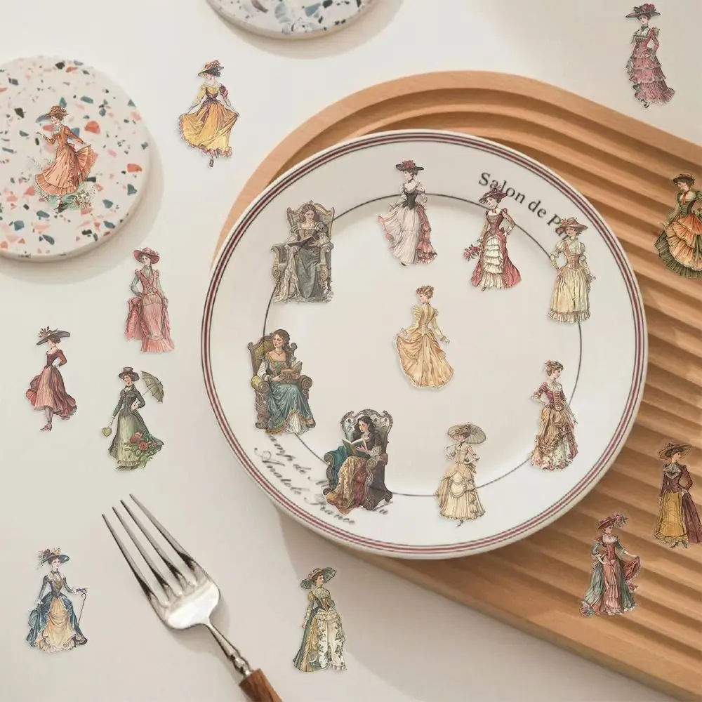 50PCS Elegant PET Vintage Stickers Waterproof Retro Design DIY Decorative Stickers Victorian Era Stickers Notebook Decoration