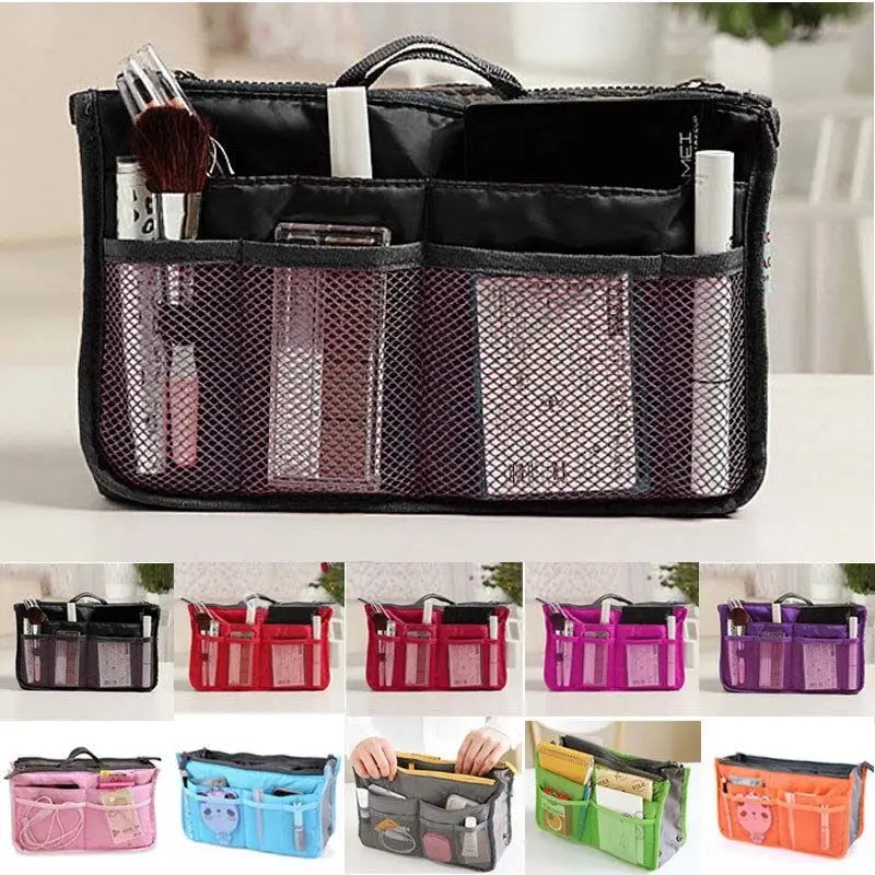 2023 Grande Capacidade Cosmetic Storage Bags Nylon Travel Insert Organizer Handbag Tote Cosmetic Bag Mulheres Make Up Bag Beauty Pouch