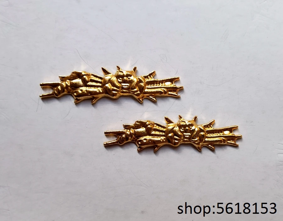 

two alloy gold Crouching Tiger menuki for Japanese sword katana wakizashi tanto