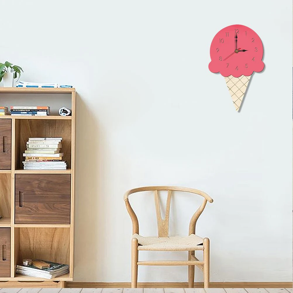 

Wall Clock Ice Cream Funny Creative Cute Icecream Pink Decorative Hanging Living Room Child