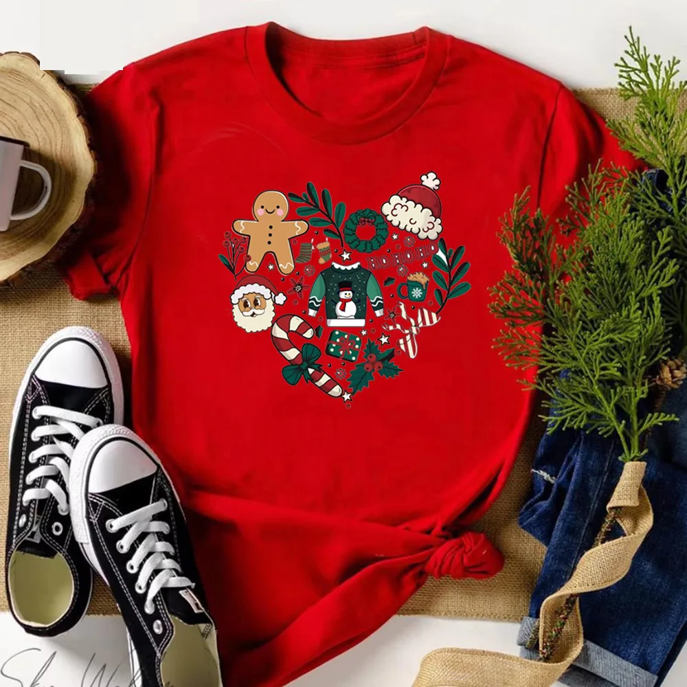 Christmas t shirt female harajuku  Classic Breathable University Comfortable tshirt Psychedelic 2000s 80s hip hop 2000s Graphic