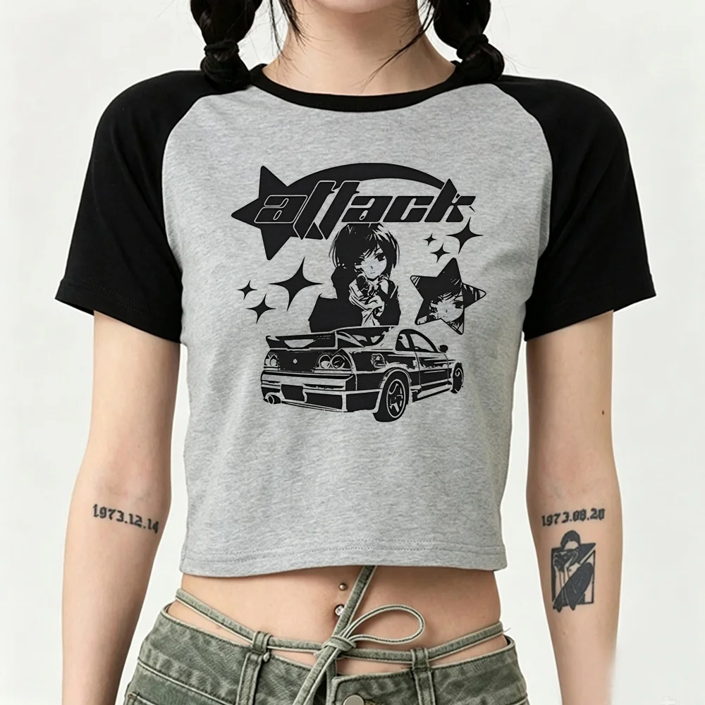 Y2k Star Girl cropped top teen goth kawaii party tshirt kawaii manga korean fashion gyaru japan