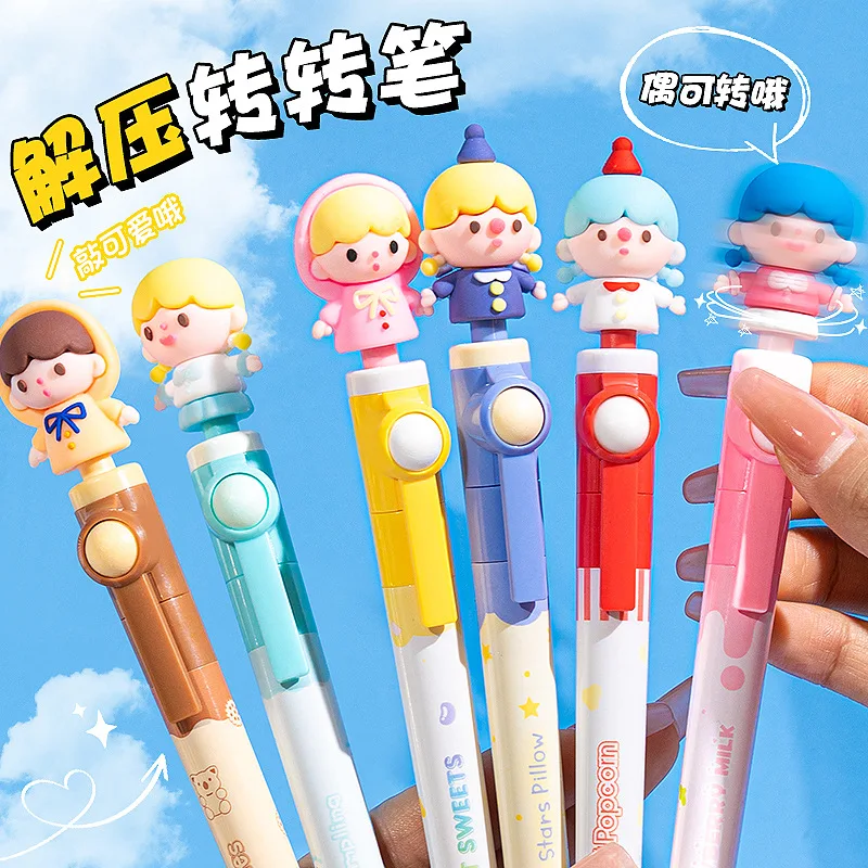 Decompression rotary pen Cute and cute student's neutral pen High beauty girl's heart pea pen Water pen rotary pen cute things