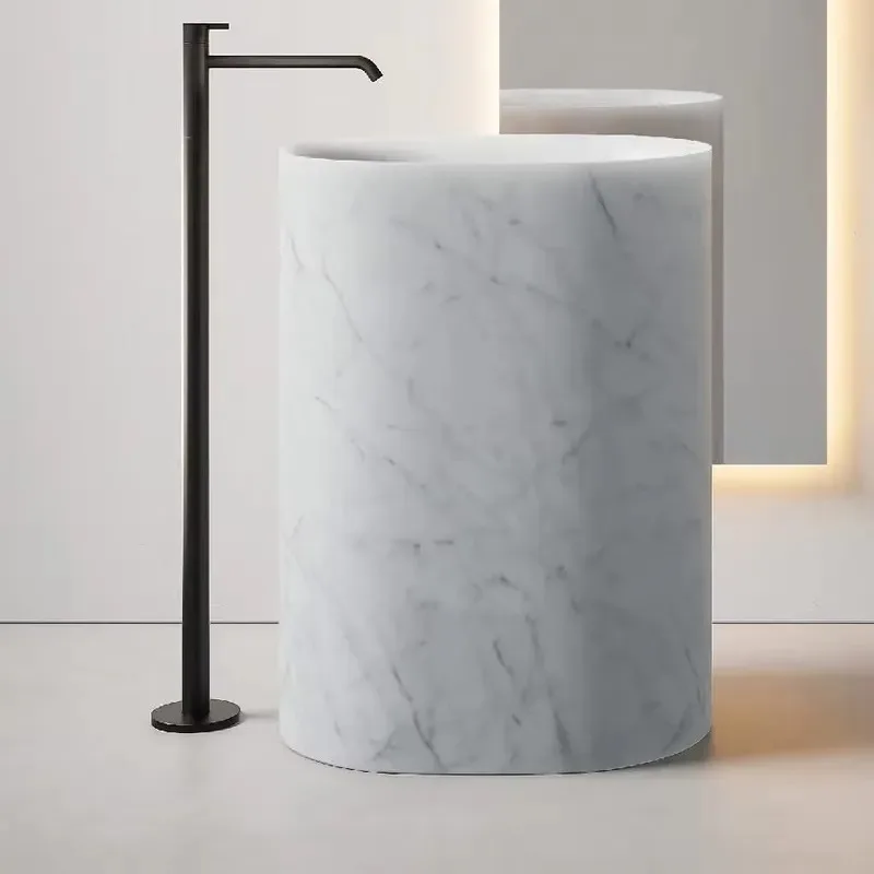 Luxury Modern Marble Design Base Basin Natural Stone Stand Independent Washbasin for Hotel  Bathroom Vanity Sink