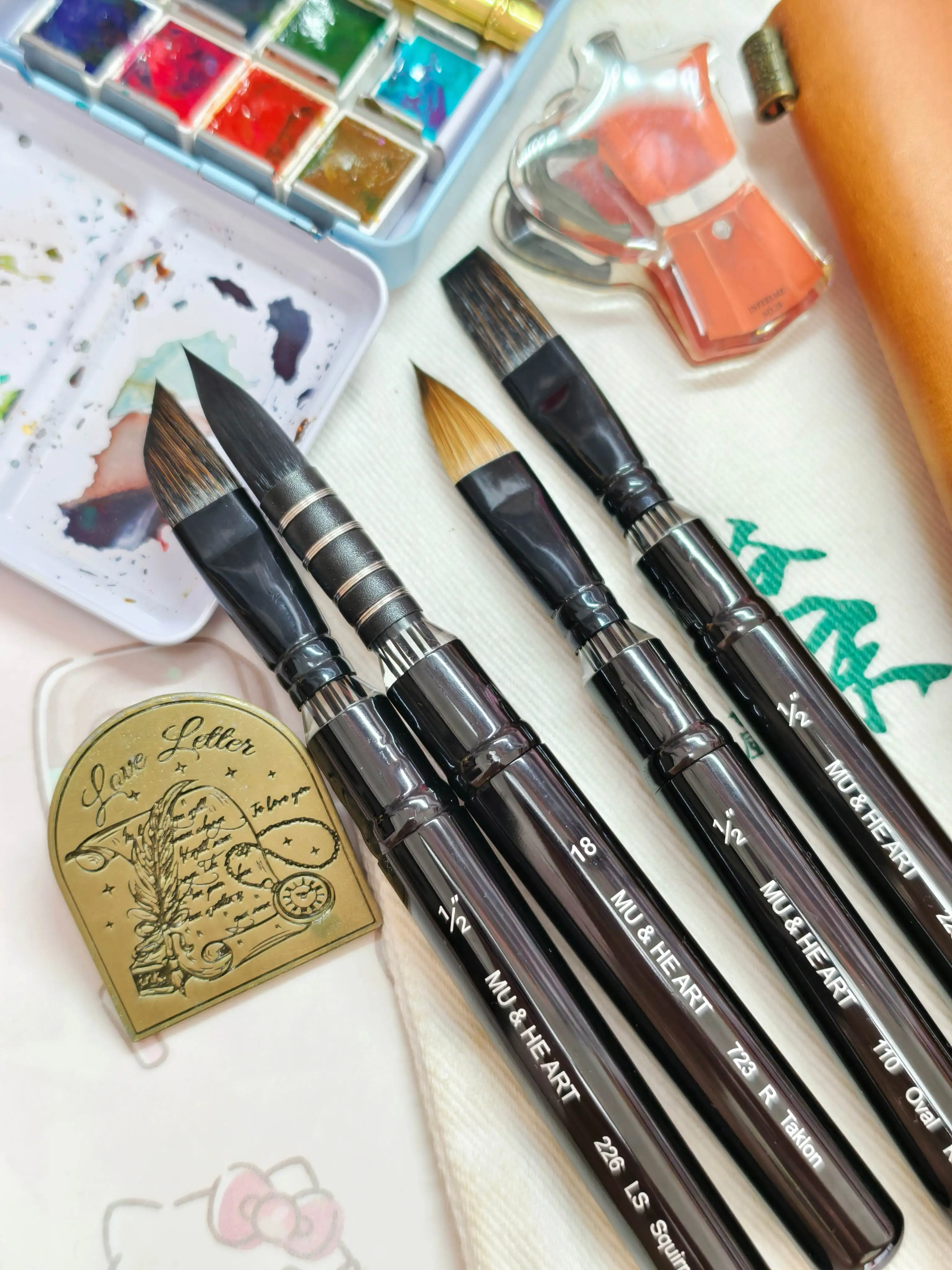 فرشاة ألوان مائية لشعر السمور والأحمر 100% - قلم ممسحة شعر كولينسكي نقي عالي الجودة برأس مسطح وسان قطة طويل مائل