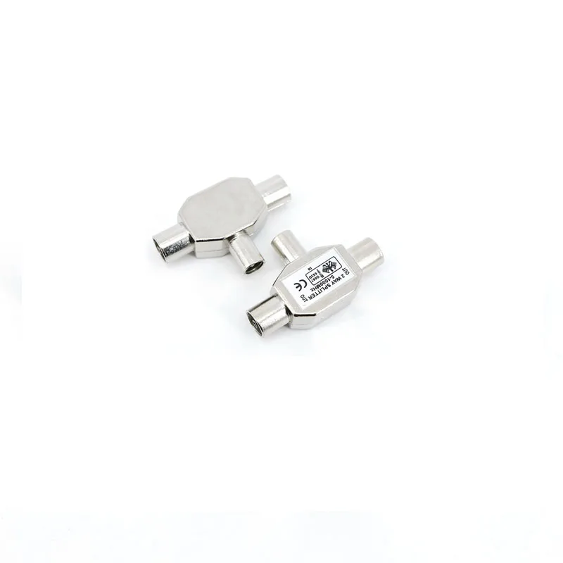1 to 2 TV Antenna Splitter Adapter 2 Way TV Male to 2 Female Antenna Coaxial Signal Conversion Interface Connector w28