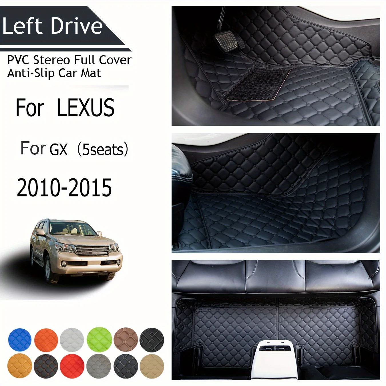 

TEGART 【LHD】For LEXUS For GX（7seats） 2010-2015 Three Layer PVC Stereo Full Cover Anti-Slip Car Mat car mats