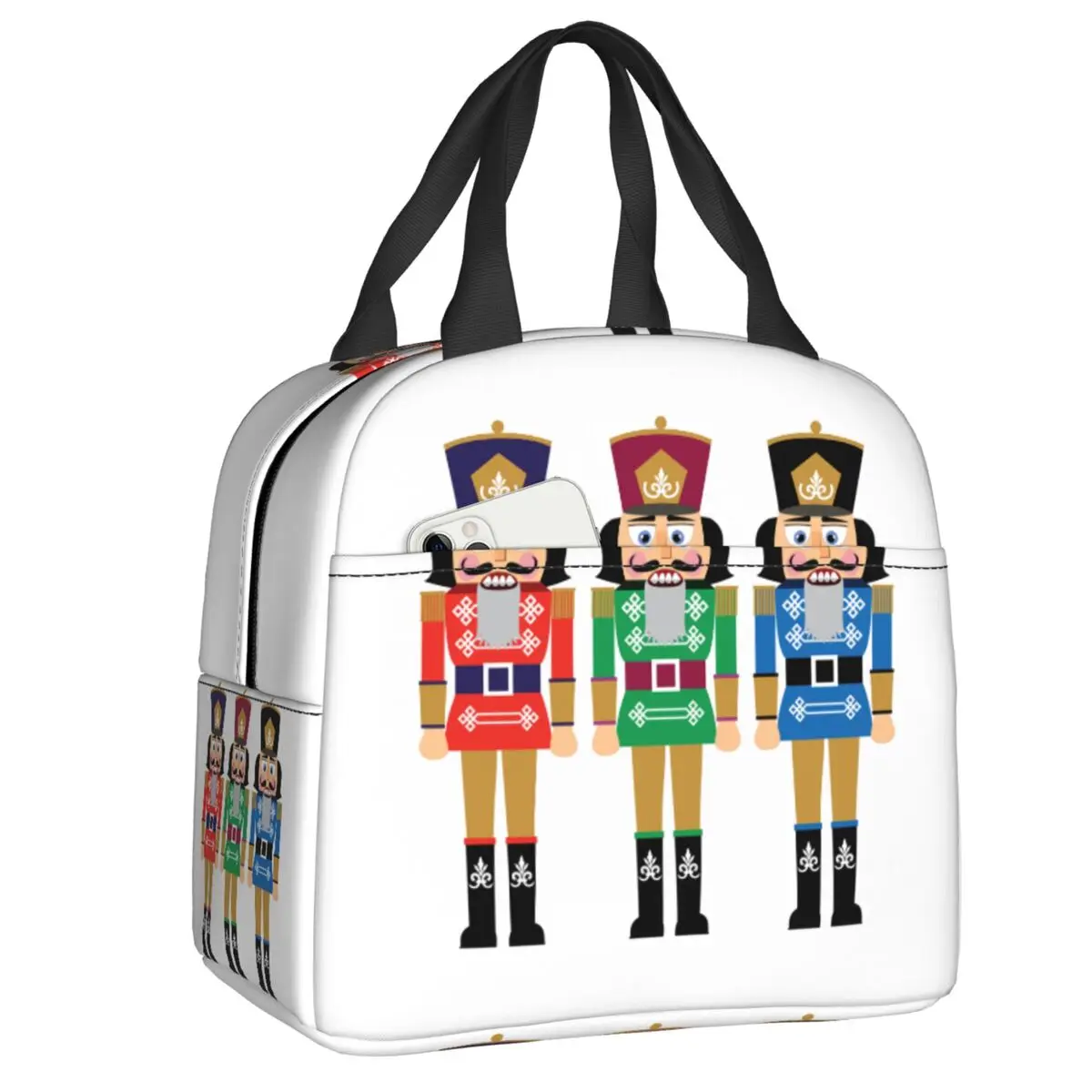 

Custom Cartoon Toy Soldier Christmas Nutcracker Insulated Lunch Bag for Work School Waterproof Thermal Cooler Lunch Box Kids