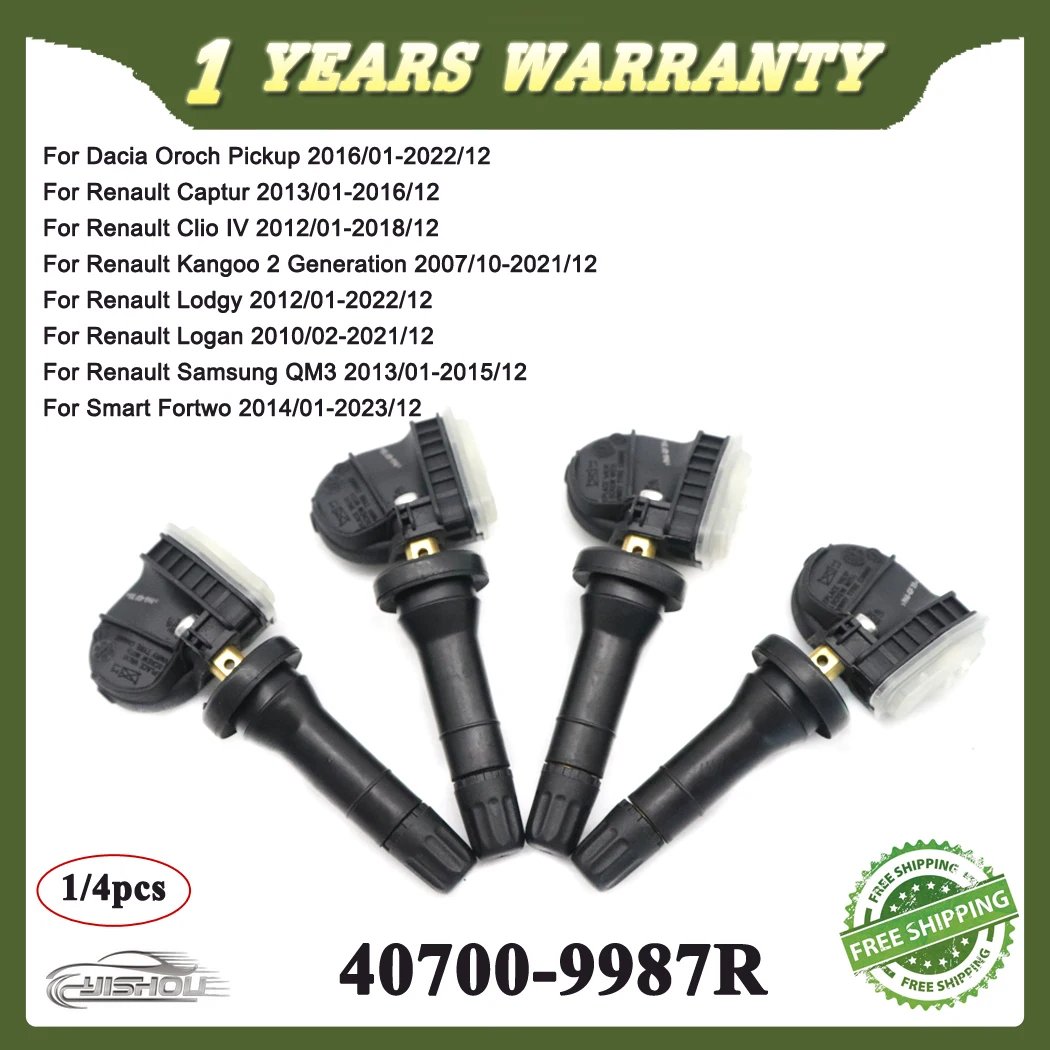 

Автомобильная система контроля давления в шинах TPMS для Dacia Oroch Pickup для Smart Fortwo для Renault Captur Clio IV 407009987R 433 МГц