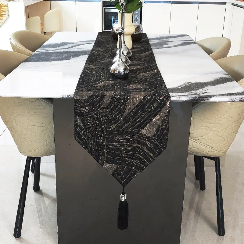 Black Table Runner Home Decor Long Strip Tablecloth Tea Tables Cover Cloth Show Flat Side Counter Table Flag Desktop Table Cloth