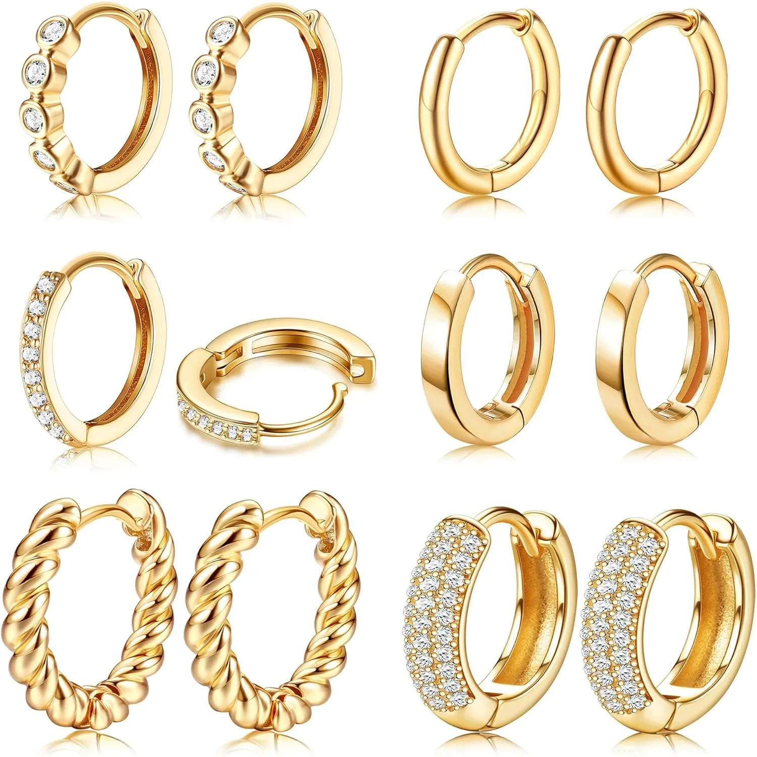 

Drperfect 6Pairs Chunky Hoop Earrings Set for Women 14K Gold Plated Hoops Earrings Thick Lightweight Hoop Earring Jewelry Gifts
