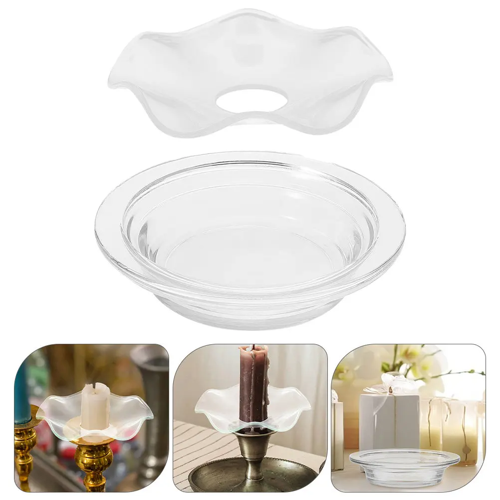 3Pcs Aromatherapy Wax Warmer Dish Transparent Glass Wavy Essential Oil Diffuser Plate Replacement for Spa Home Relaxation