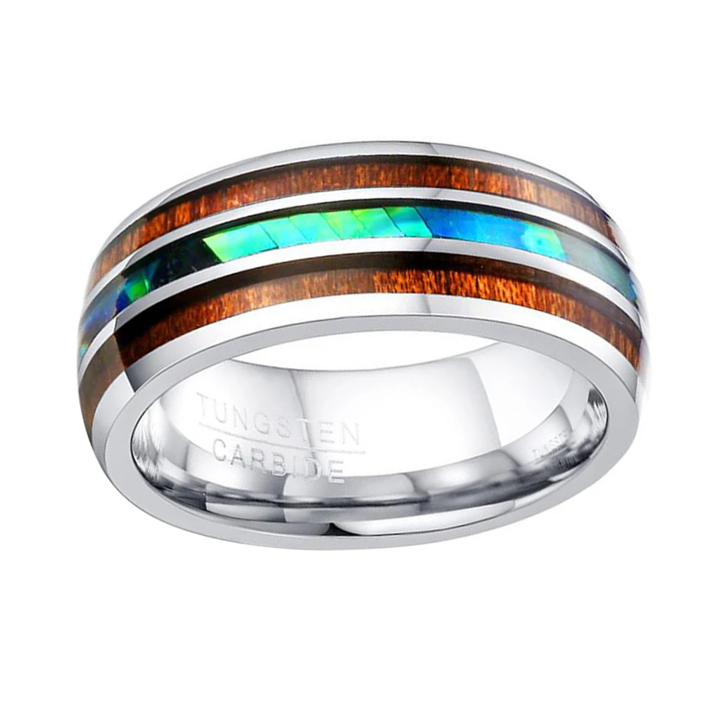 

Wood Grain Shell Ring 8Mm Titanium Steel Durable Smooth Skin-Friendly Corrosion-Resistant Stylish Dazzling