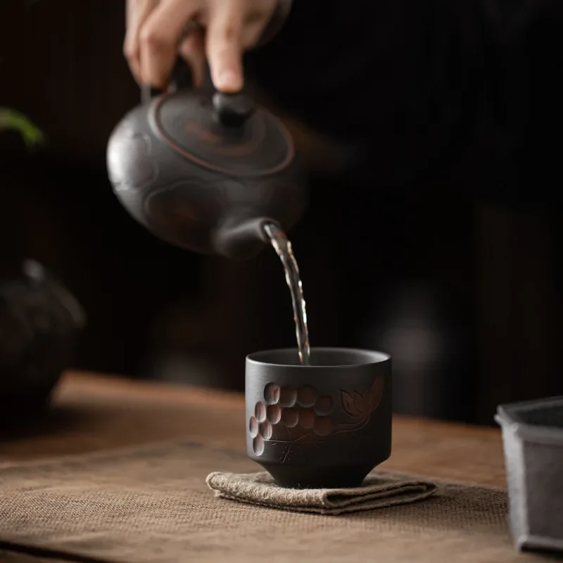 Jianshui-taza de té de cerámica púrpura de Yunnan, taza de té de Kung Fu de cerámica, taza maestra, tazón individual