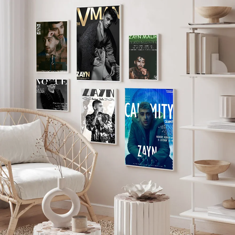 Singer Z-Zayn M-Malik Classic Movie Posters Whitepaper Sticker DIY Room Bar Cafe Aesthetic Art Wall Painting