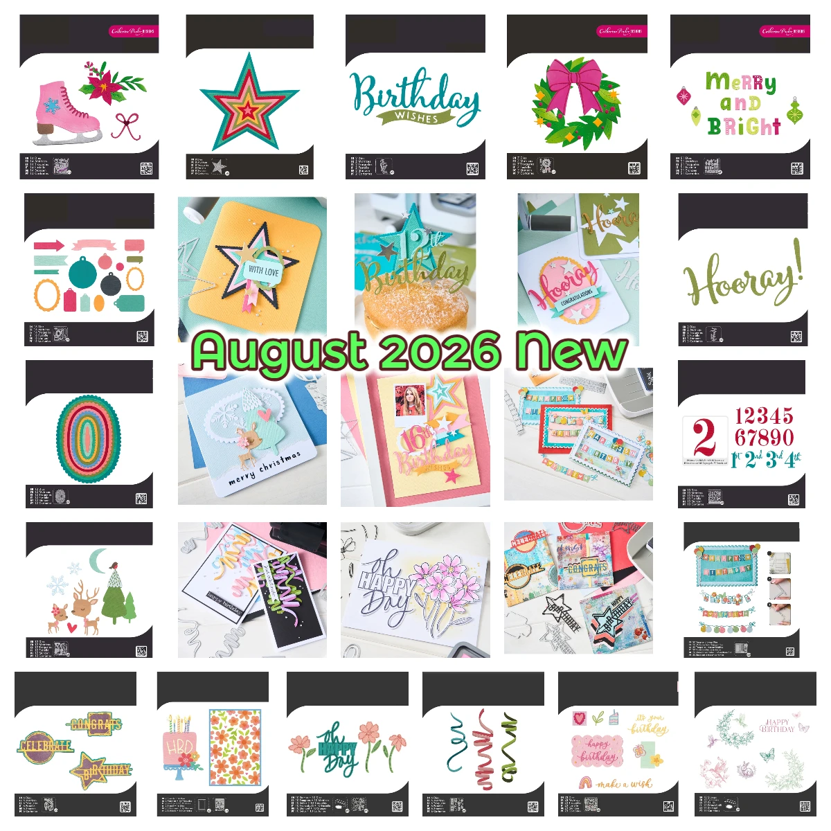 Grand Joyeux Anniversaire Oh que c'est joyeux ! Matrices de découpe en métal, tampons et pochoirs, Nouveauté Août 2026, pour la création de albums de scrapbooking, journaux et cartes faites main