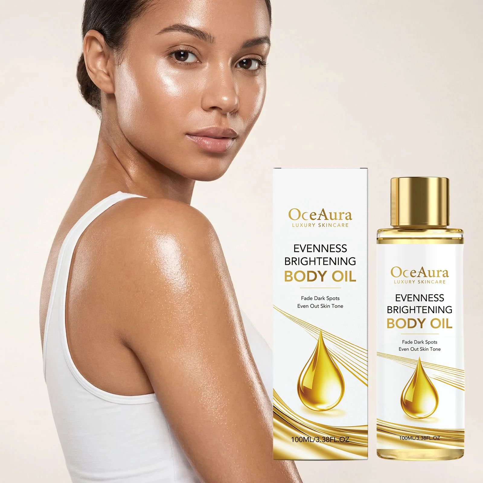 Óleo corporal iluminador, hidratante, rejuvenescedor, suavizante, linhas finas, suavizante, reparador, óleo corporal brilhante