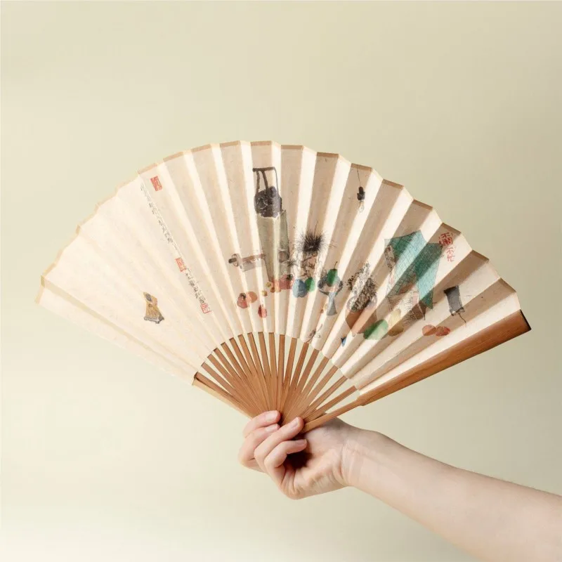 8-inch Retro Folding Fan Double-sided Chinese Style Men's Women's Hanfu Cheongsam Summer Daily Use Bamboo Fan Painted Fan ZJ120