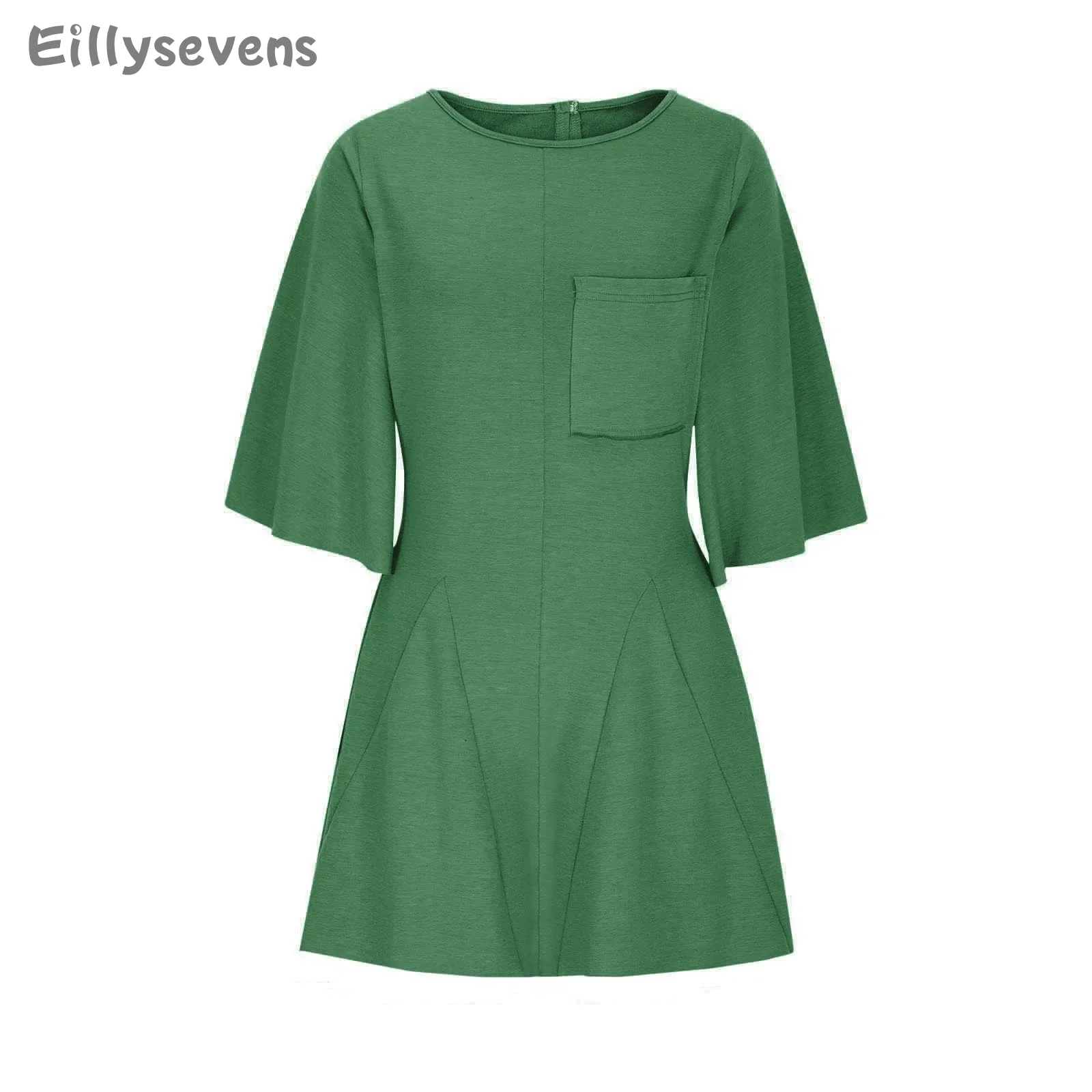 Summer sport short dresses for women Fashion New Sport  Solid Color Casual Short Sleeve Splice Dress Back zipper vestidos curtos