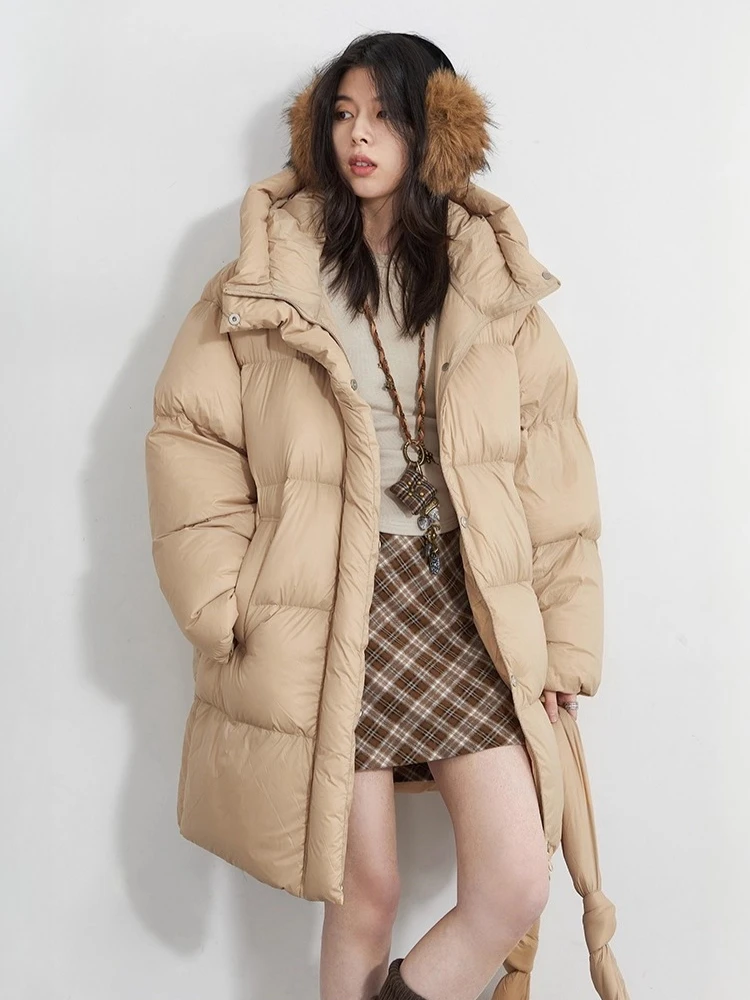 CHIC VEN-abrigos de plumas para mujer, chaquetas coreanas informales lisas holgadas con capucha y cuello levantado, ropa cálida para mujer, Otoño Invierno nuevo 2025