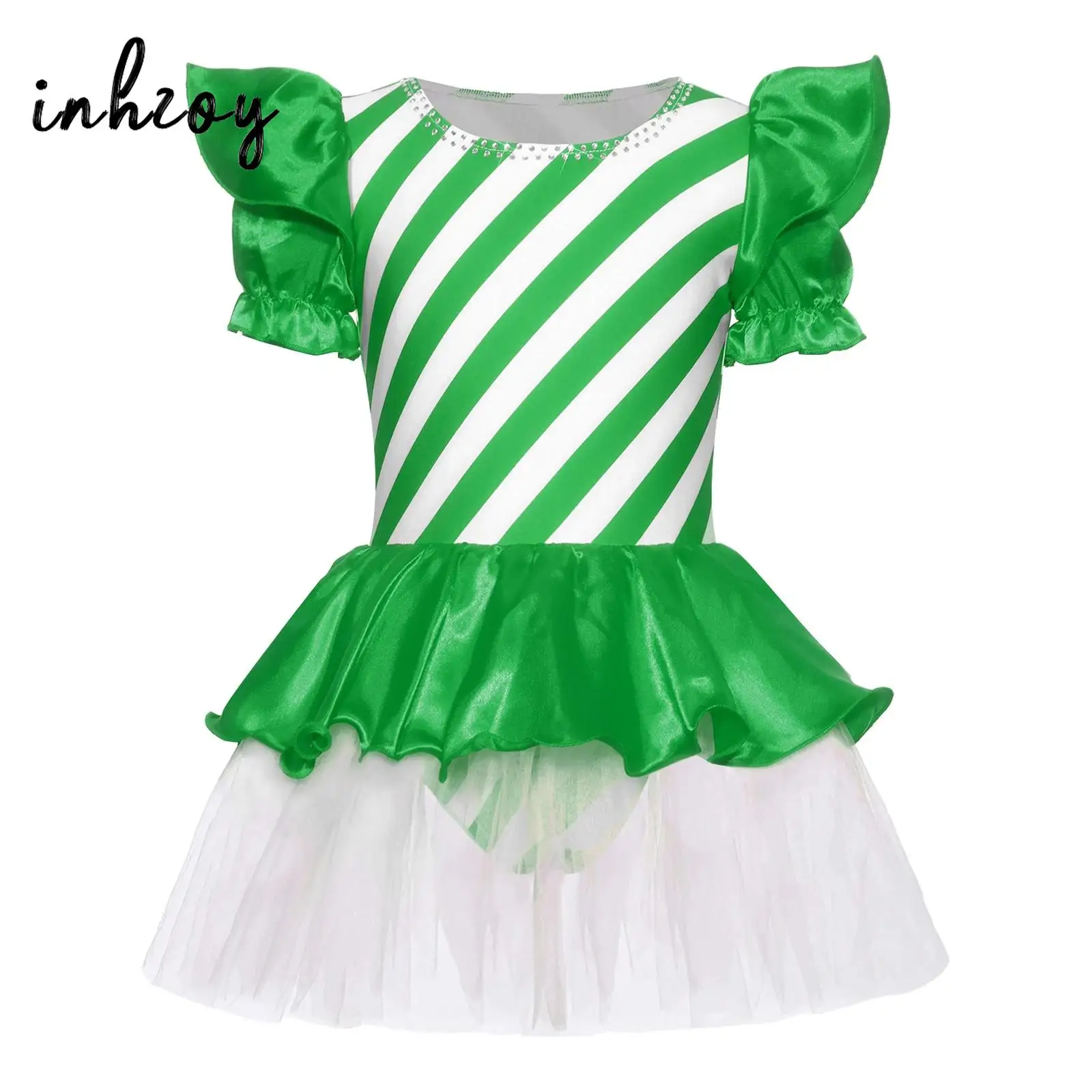 أطفال بنات عيد الميلاد كاندي قصب زي سانتا كلوز السنة الجديدة عيد الميلاد رداء رقص الباليه فستان لقضاء عطلة الأداء وملابس الحفلات