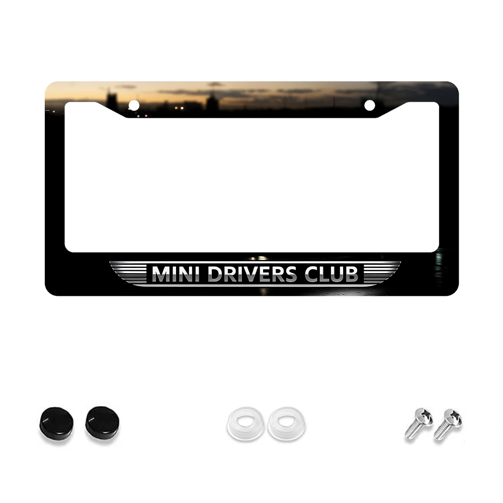 

1 шт. черно-белая рамка номерного знака с мини-драйверами и клубным узором, 2 отверстия, алюминиевый материал, 6x12 дюймов, с комплектом винтов, ретро