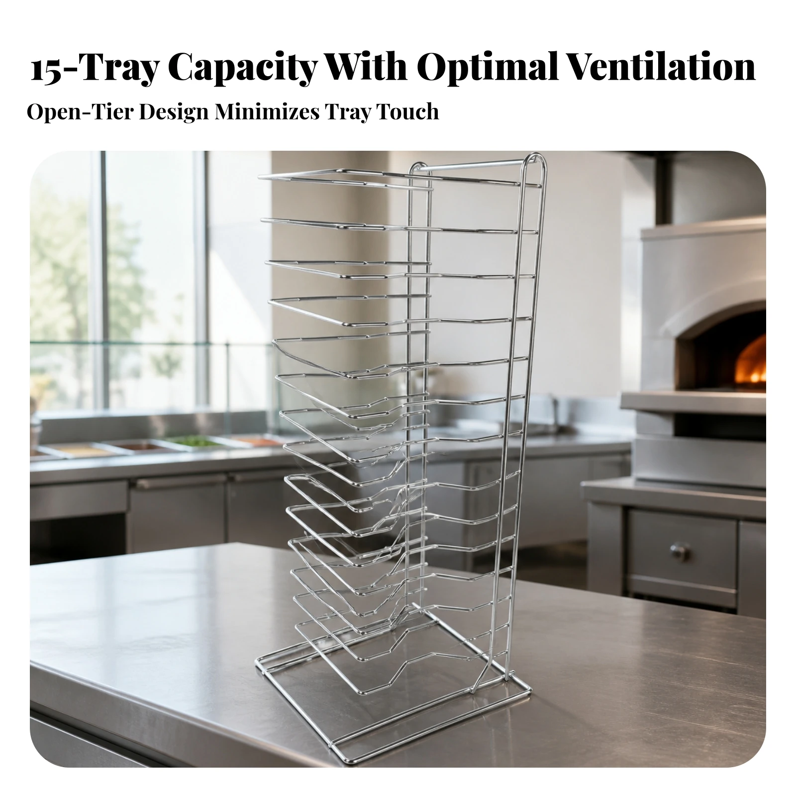 Countertop Pizza Rack Multi-Tier Pizza Tray Rack Organizer Chrome-Plated Vertical for Bakers, Pizzeria, Bakery