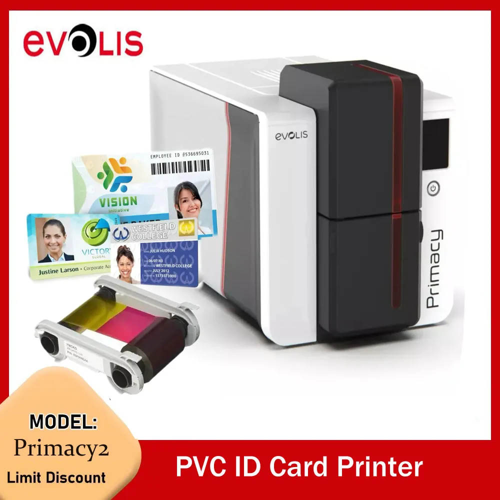 

Original Evolis Primacy2 Zenius Desktop PVC Card Printer id Color Printing Machine Sublimation Access Badge Warranty VIP Photo