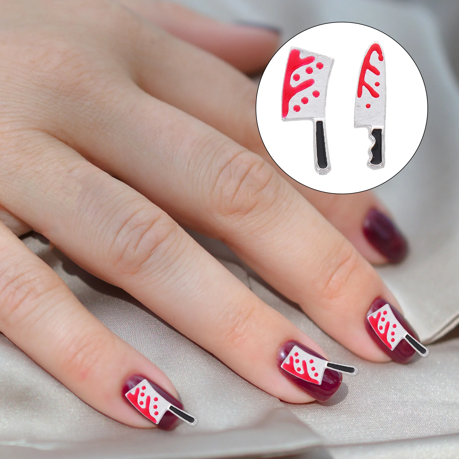 

10pcs Art Studs Halloween Manicure Charms Bloody Cutter Design Small Nail Jewelries For Diy Decorations Women Kawaii Nail