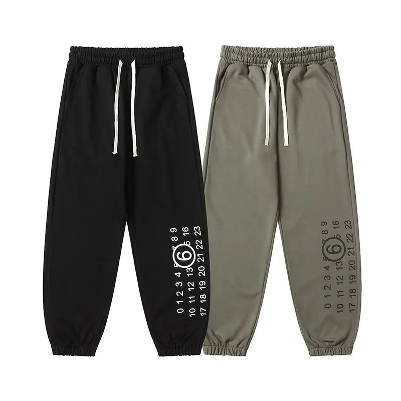 

Spring and Autumn MM6 letter logo printed leggings loose casual drawstring men's and women's sweatpants thin ins