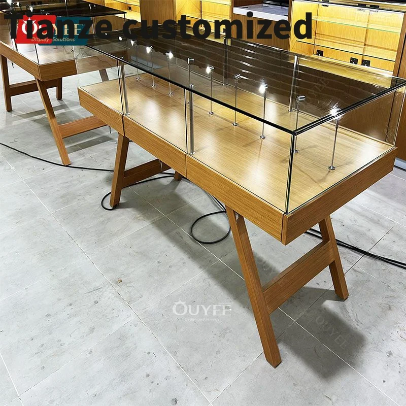 

Customized-Unique Smoke Shop Showcase Store Counter Display Glass Shelf Glass Cigar Display Cabinet Smoke Shop Cabinet C