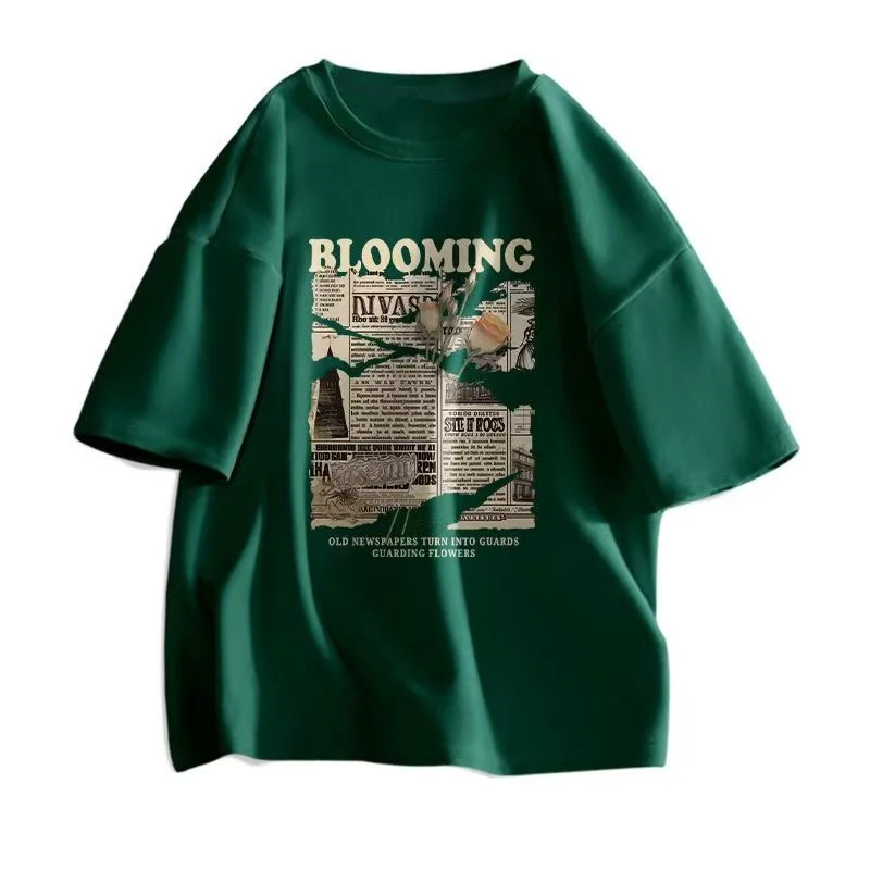 قصيرة الأكمام الرجال الصيف 2026 نمط جديد الاتجاه شخصية فضفاضة المتضخم الأمريكية تي شيرت ريترو Ins ملابس للرجال