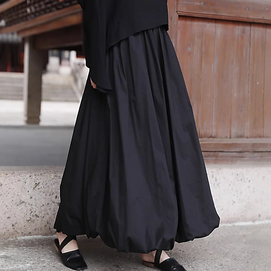 UMI MAO Skirt Spring Summer Homemade Heavy Industry Fluffy Cloud Pleated Oversized Swing Skirt Black White Alternative Fashion