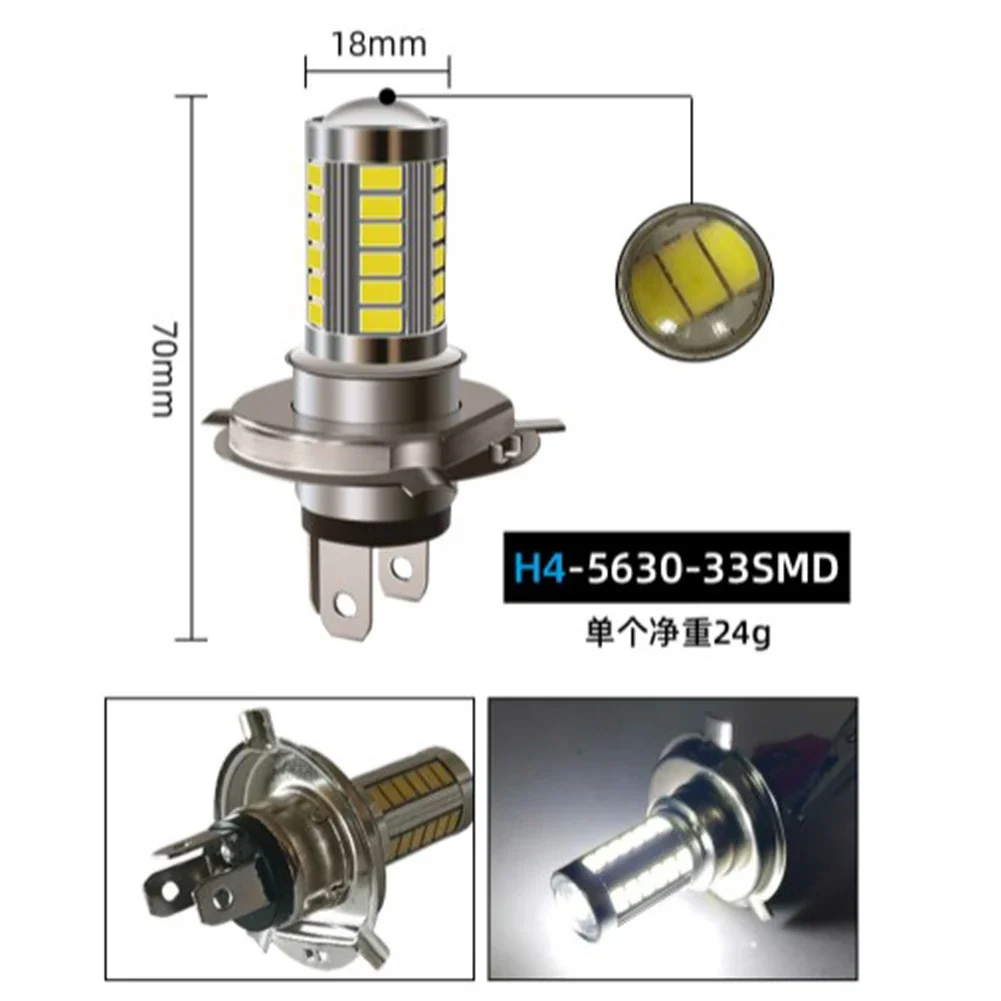 1Pcs H4 H7 H1 H3 Led Car Fog Light Bulbs 5630-33SMD Super Bright LED Headlight DRL Lamp Kit High Low Beam 6000K 12V