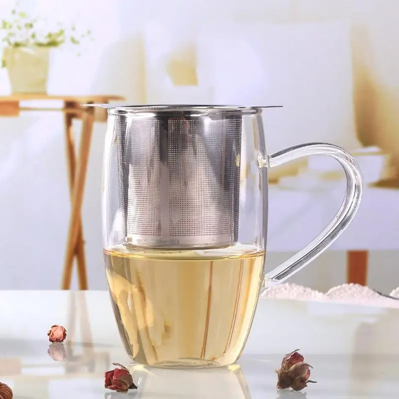 1 個ステンレス鋼再利用可能なメッシュ茶注入器ストレーナー葉フィルターふるいカップ部品茶注入器ディフューザースパイス茶ストレーナー
