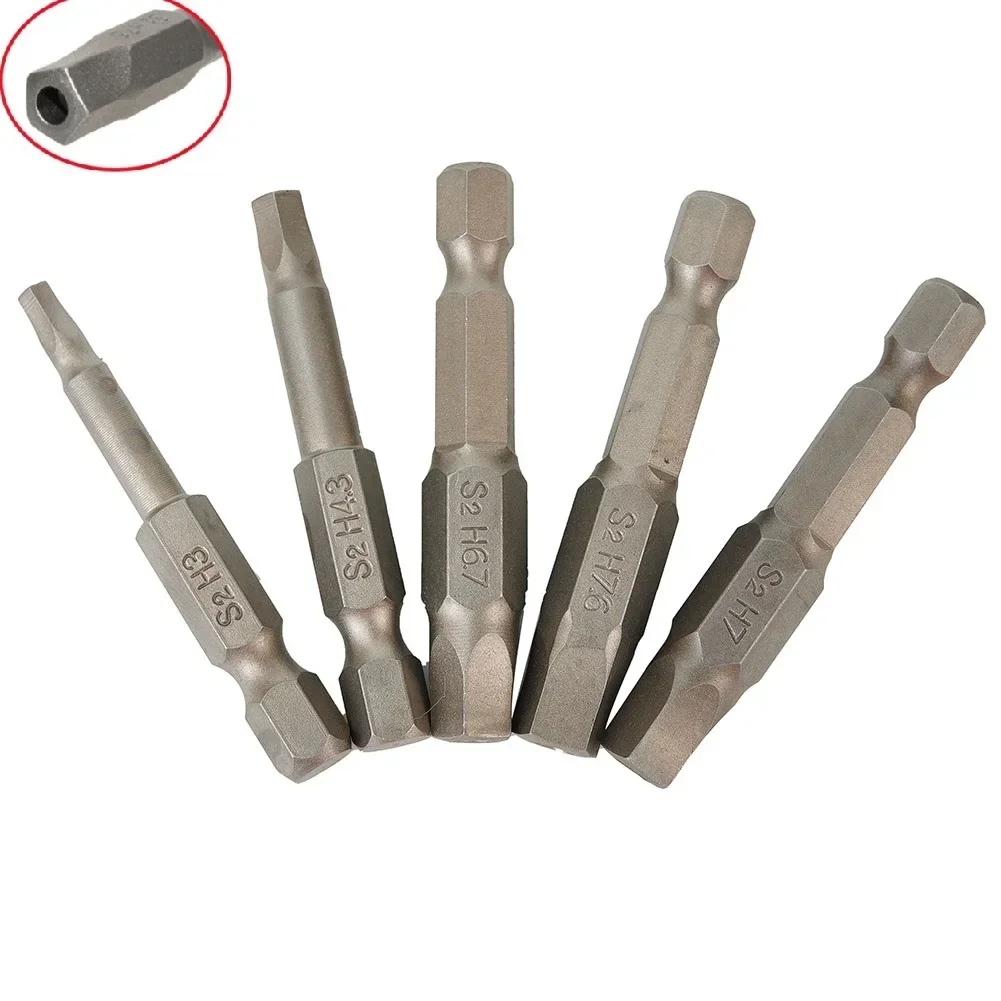 Drill Screwdriver Bits Tools 1/4 Inch 5pcs Kit Set W/Hole High Pentagonal Quality 5-Piece 50mm Accessories Equipement