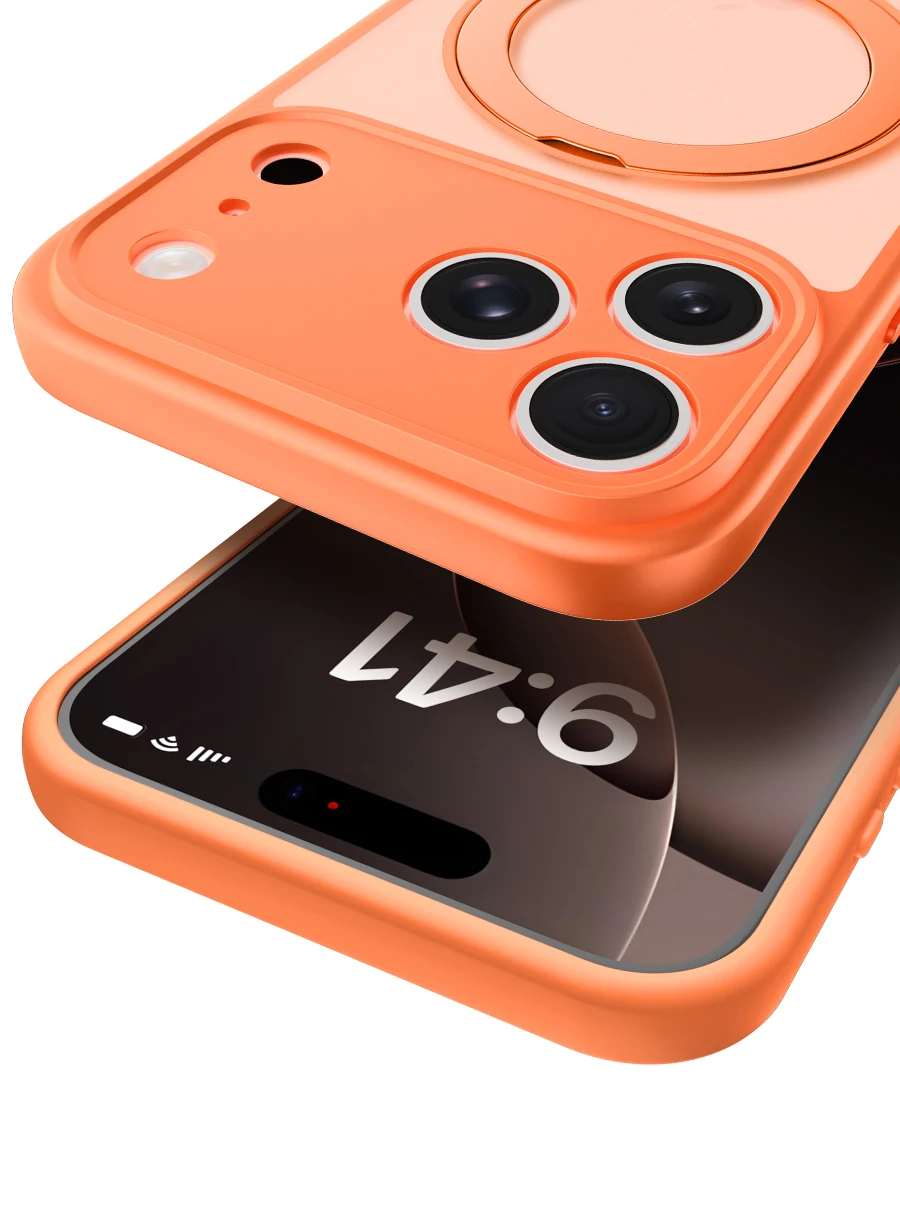 360 Rotating Magnetic Stand Case for iPhone 17 15 14 13 16 Pro Max Air for Magsafe Stress Relief Ring Holder Full Lens Cover