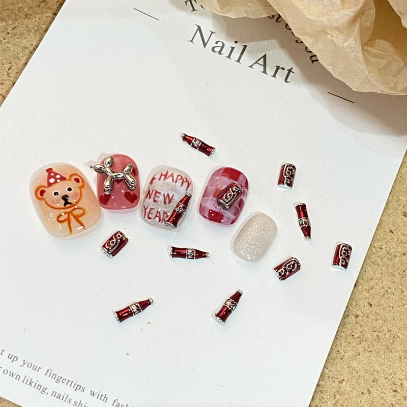 TSZS Red 3D Retro Coca Cola Bottle Nail Art Charm Alloy Metal Cartoon Coca Colo Nails Decoration DIY Nail Accessories #2