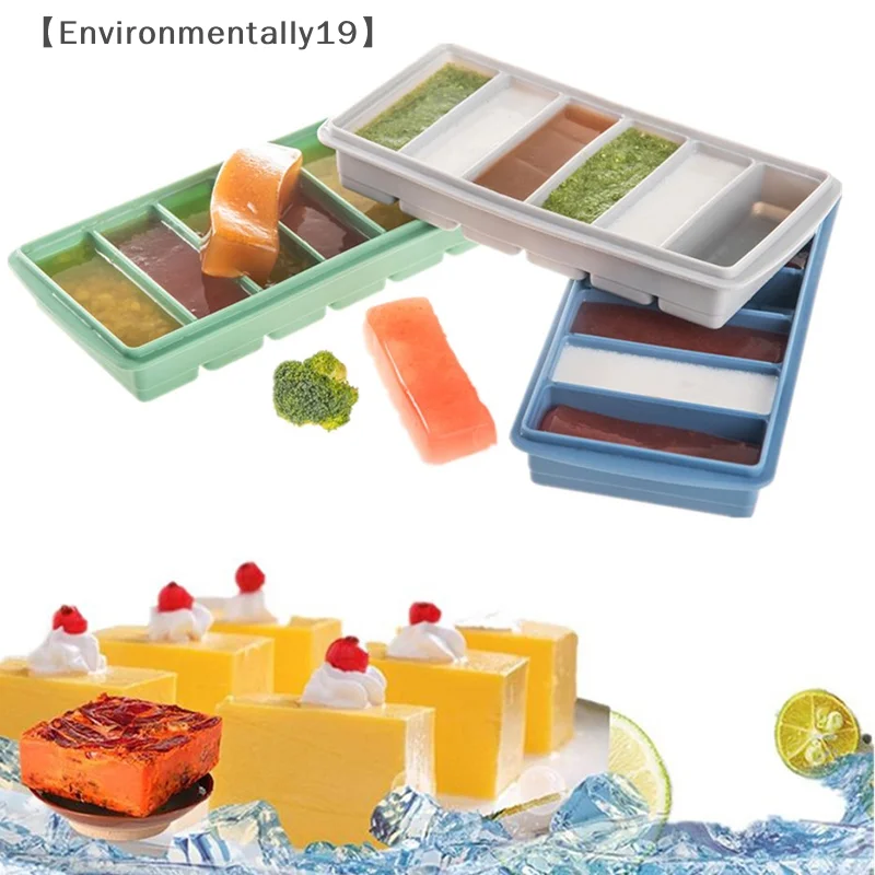 Almacenamiento gigante para comida, salsa de comida con tapa, bandejas de silicona para congelador, sopa Extra grande, hielo, bandeja de 6 cubos, moldes para congelación de alimentos