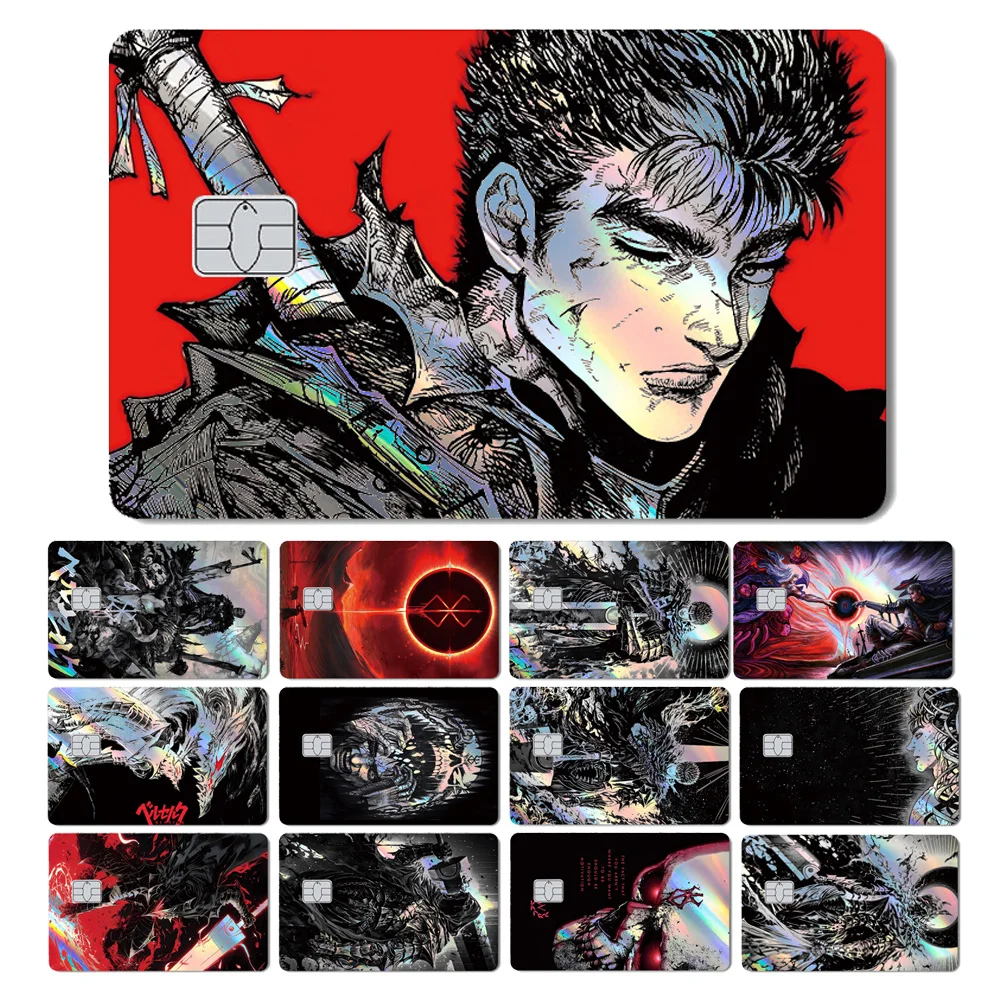 

Magic Shark 2026 New Dark Anime B-Berserk Guts Holographic Laser Front Sticker Film Skin for Debit Credit Card