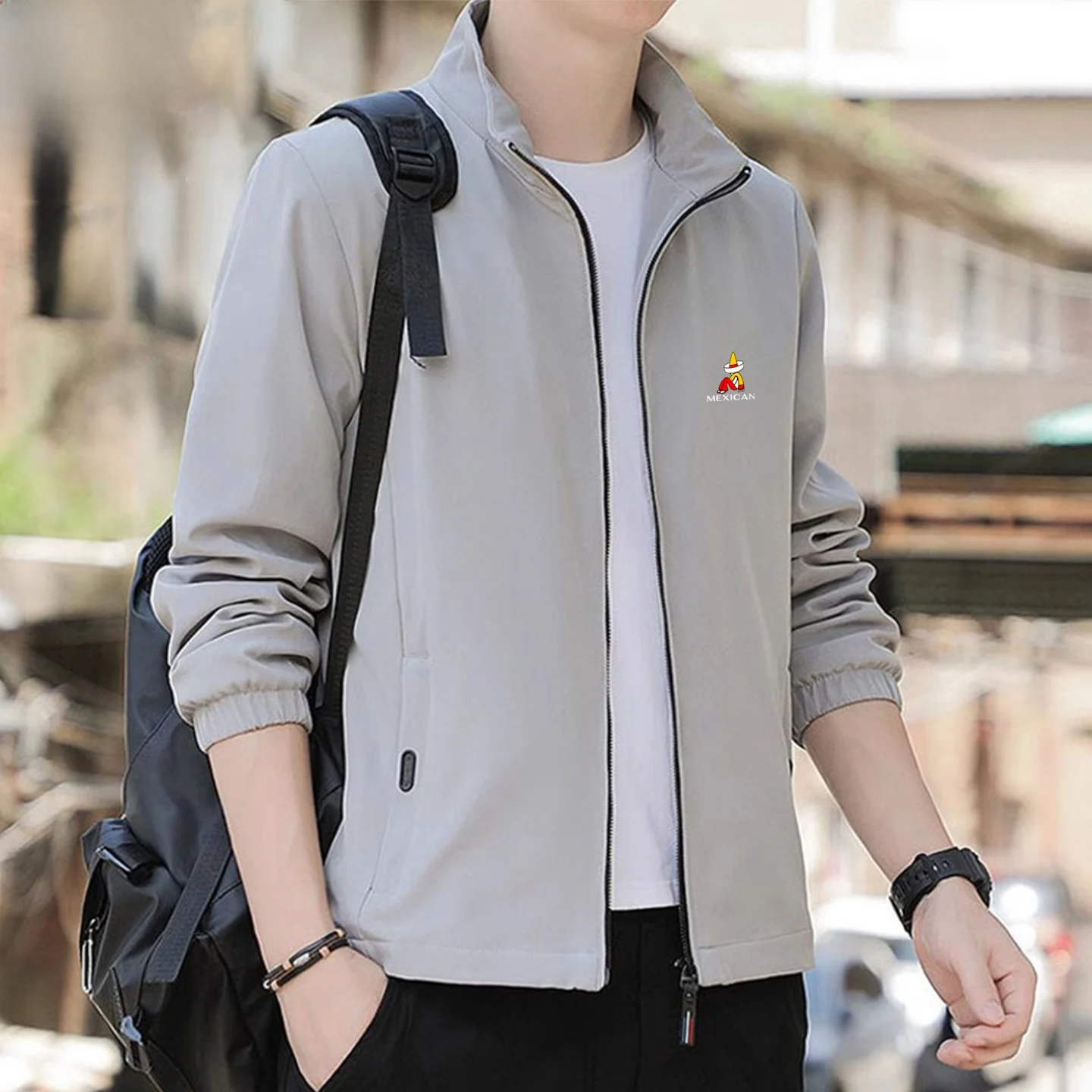 Мужская повседневная куртка с воротником-стойкой на подкладке Fce, весенне-осеннее новое мужское пальто с рисовым полем, ветрозащитная верхняя одежда