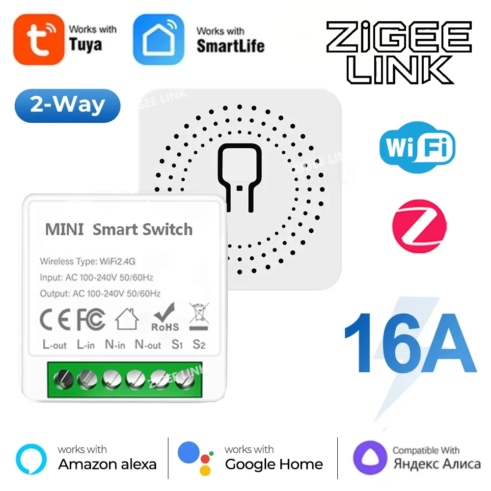 

Tuya ZigBee/WIFI Smart Light Switch Smart Home Automation DIY MINI Breaker Supports 2 Way Work With Alexa Google Home