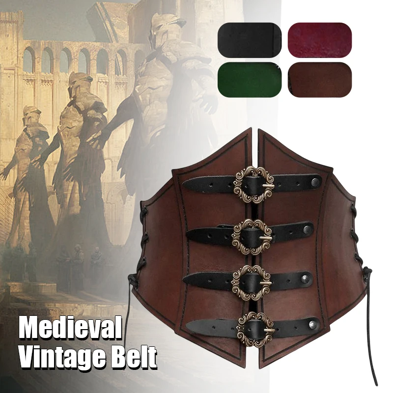 New Vintage Medieval Leather Wide Belt Princess Costume Cosplay Fancy Suspenders Accessories Adjustable Strap Steampunk Dress Up