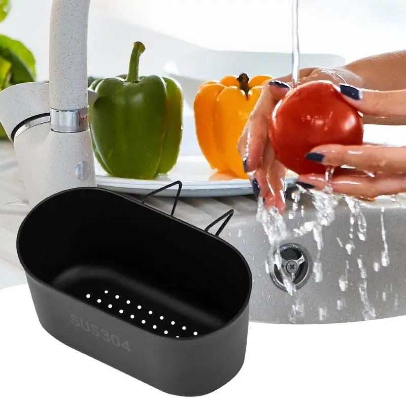 Sink Strainer Basket Metal Corner Sink Strainer Colander Kitchen Sink Accessories No Drilling Hangable Sink Strainer Colander