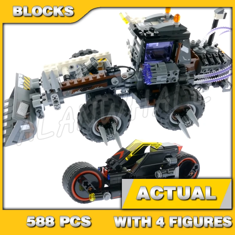 588 Stück Super Fighter Two-Face Double Demolition Bagger Batcycle Road Barriers 10738 Bausteine Set kompatibel mit Modell