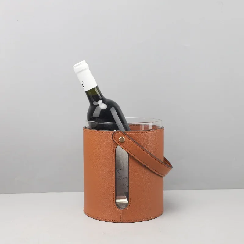 Modern Minimalist Leather Glass Decanter Red Wine Ice Bucket Decoration Dining Room Bar Counter Hotel Home Decoration